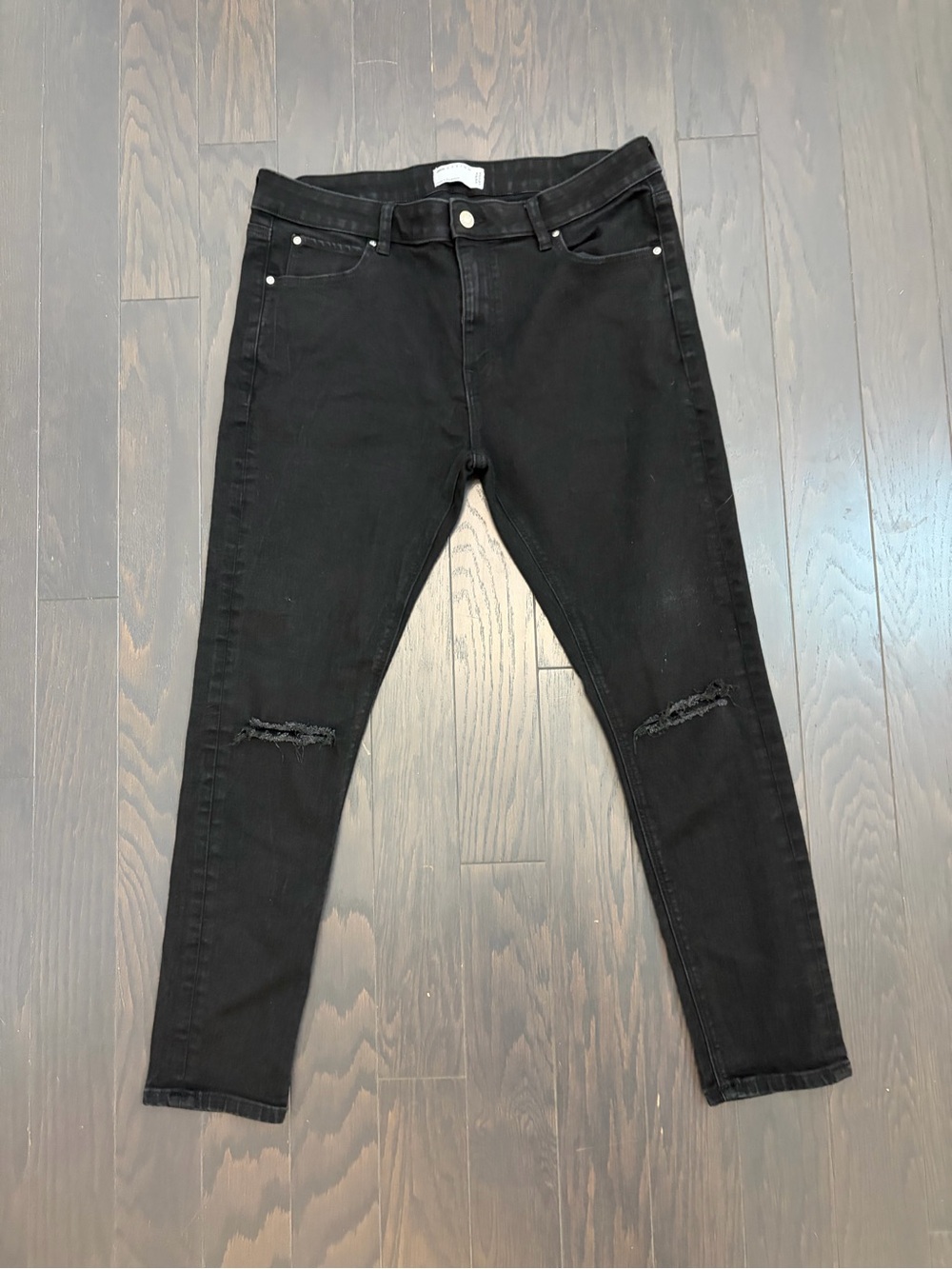 ASOS Black Slim Ripped Knee Jeans